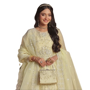 SHANZAY Motis moda de mujer estilo Sari largo 3 piezas vestidos de fiesta paquistaníes para adultos para festivales bodas-Organza - Product Image 1