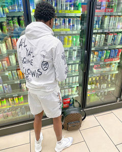 Survêtement respirant à taille haute en polyester 100% personnalisé coupe-vent à fermeture éclair veste à capuche short cargo à fermeture à cordon - Product Image 2