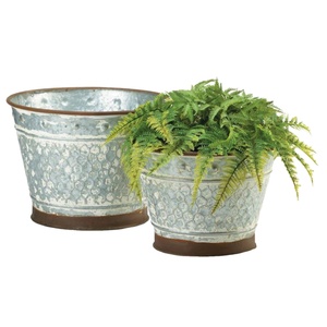 Antique Galvanized Planter <b>Rectangular</b> Shape Metal <b>Flower</b> <b>Pot</b> Farmhouse Plant <b>Pot</b> <b>Flower</b> Bouquets Holder for Home Decor - Product Image 1