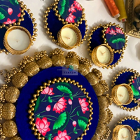 Ensemble de rangoli traditionnel en bois fait main avec porte-bougie chauffe-plat, décoration Diwali, centre de table, cadeau de mariage, souvenir de fête