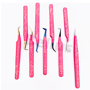 Pinzas de pestañas de acero inoxidable rosa de alta precisión, diseño de punta de bota recta delgada, herramienta de extensión de pestañas de etiqueta privada - Product Image 6