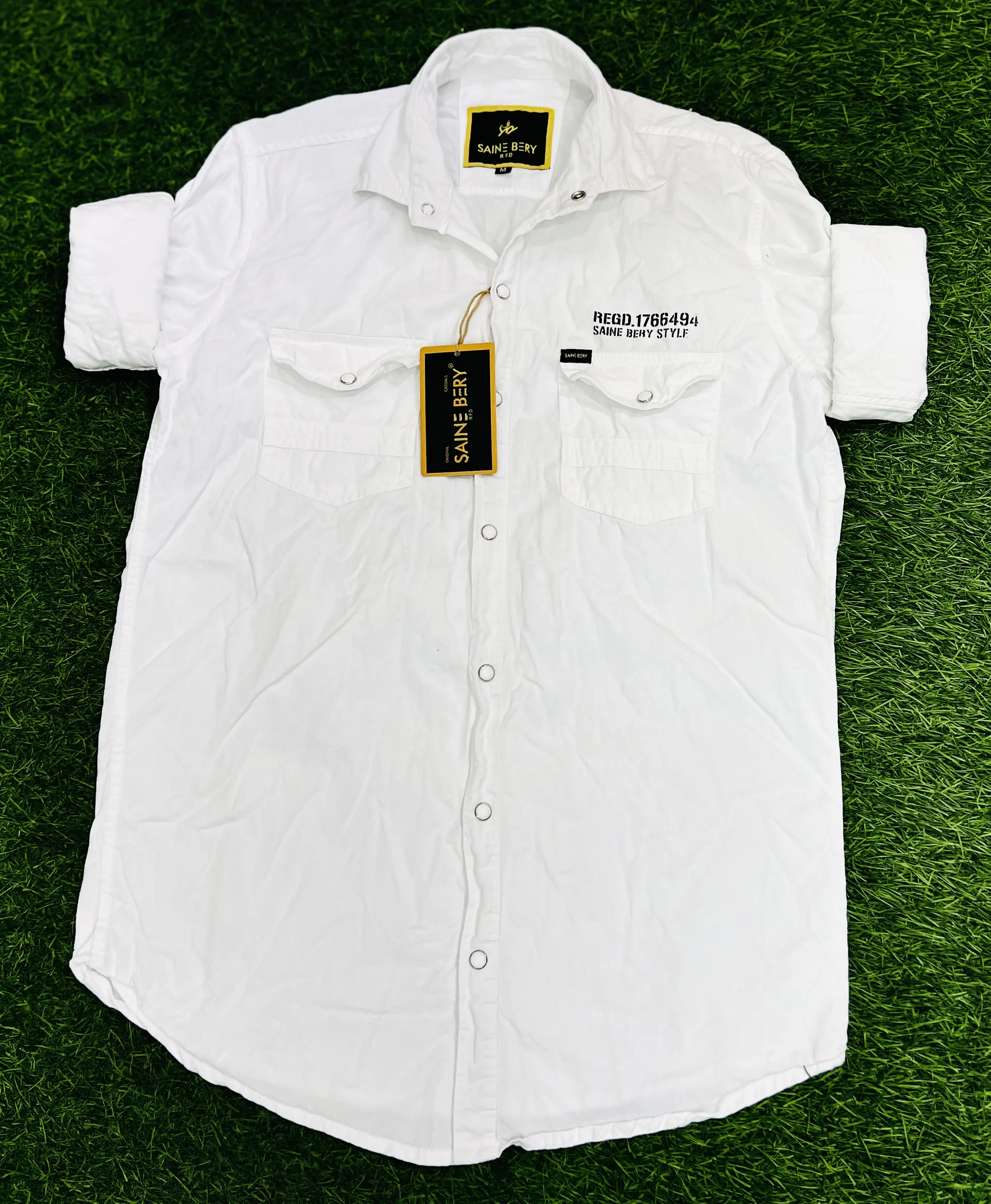 Camisa Rfd con la última tela de lavado explosivo: camisas casuales de manga de mezcla de algodón Slim Fit Vintage manga larga para hombres