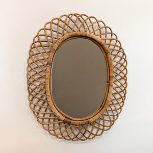 Accesorios de lujo para el hogar, espejos colgantes grandes de ratán, espejo de pared de forma ovalada para decoración de sala de estar - Product Image 4