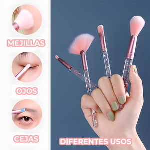 Set di 7 Pennelli Professionali per Trucco Kawaii, Setole Sintetiche Morbide, Pennelli a Ventaglio con Finitura Scintillante per il Viso - Product Image 2
