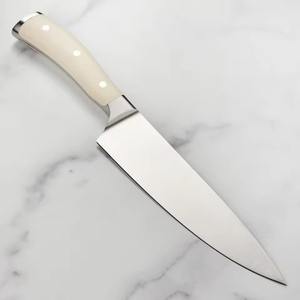 Couteaux de coupe Couteau de cuisine en acier damas Bowie personnalisé avec gravure fabriqué à partir de lame en acier damas avec poignée en bois - Product Image 1