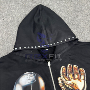 Bon matériel Odm Services la plus demandée fermeture éclair sweat à capuche bouffée imprimé fabriqué en usine pas cher prix sweats à capuche hommes sweats à capuche - Product Image 5