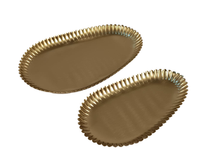 Plateau de service décoratif en aluminium antique, forme carrée, avec poignées, doré, pour table et ottoman - Product Image 3