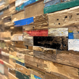 Panel de Pared Moderno PANGESTU 3D Geométrico de Teca Reciclada, Insonorizado e Impermeable, PVC WPC MDF, para Hogar, Entretenimiento, Comercio y Villas - Product Image 3