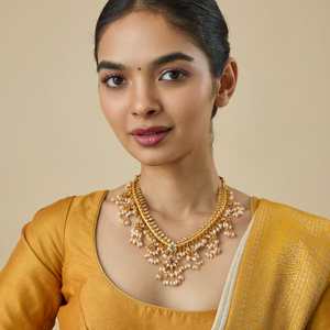 Silver Temple Cultural Collectible Women's Gold Polish Tassel <b>Necklace</b> Ruby-Green Spinal Zircon for Religious Ceremonies 140938 - Product Image 1