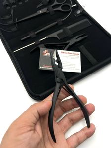 Kit d'outils d'extension de cheveux noirs mats comprenant une pince à anneau Micro Link Clips Ciseaux Boucle Épilation des extensions de cheveux humains - Product Image 3