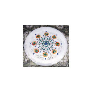 Plaque de meilleure qualité avec un design supérieur pour table à manger Produit très demandé Style de luxe Incrustation de forme arrondie en marbre - Product Image 1