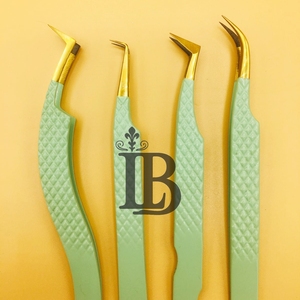 Pinces à cils de haute qualité, pinces à extensions de cils en vison, acier inoxydable, logo personnalisé, offre de pointe fine, poignée lisse, pointe dorée - Product Image 4