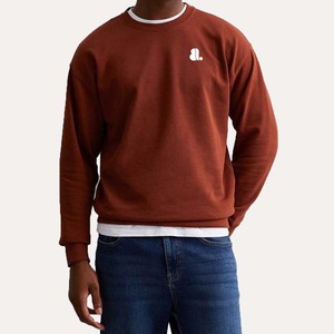 Sudadera de algodón 100% de gran tamaño para todos los hombres, sudadera transpirable con cuello redondo informal con hombros caídos y estampado de lana pesada - Product Image 3