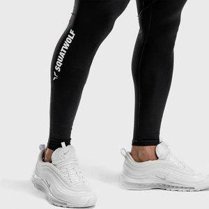 Leggings OEM de fábrica para hombre, para gimnasio, yoga, entrenamiento deportivo, de secado rápido, transpirable, con cierre de cordón y logotipo en la cintura - Product Image 3