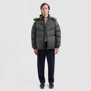 2025 Top Quality Dark <b>Grey</b> Color Oversize Outdoor Jacket 100% Polyester <b>Fabric</b> Padded Long Sleeve Zipper Style Bubble Jacket - Product Image 4