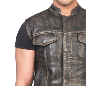 Chaleco de Cuero 100% de Primera Calidad para Hombre, Estilo Occidental con Decoración de Botones, para Motociclismo en Invierno, Venta al Por Mayor, Nuevo Estilo - Product Image 3