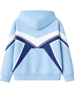 <b>Mens</b> Sky Blue Zip Up <b>Hoodie</b> With <b>White</b> Navy Chevron Design Fleece Lined Hooded Sweatshirt Casual Winter Streetwear Style Wear - Product Image 2