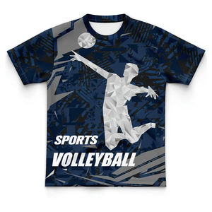 Camiseta Deportiva Unisex con Estampado de Voleibol, 100% Poliéster, Impresión Digital, 160g, Manga Corta, Cuello Redondo, Estilo Deportivo, por Inspire Apparel - Product Image 1
