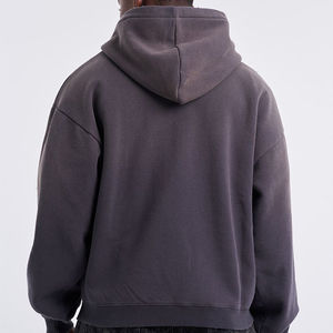 Sweat à capuche épais à fermeture éclair intégrale en coton 100% avec logo personnalisé, épaules tombantes, coupe ample, sweat à capuche zippé pour homme - Product Image 2