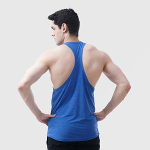 Débardeur XL bleu marine Flex Fit respirant de compression pour musculation, style basique uni avec broderie de strass, en polyester et coton - Product Image 2