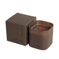 Elegantes und Schlichtes Schwarzes Braunes Graues Weißes Quadratisches Glasbecher Premium Duftkerzen-Geschenkset Hochwertige Wohnraumdekoration - AROVI
