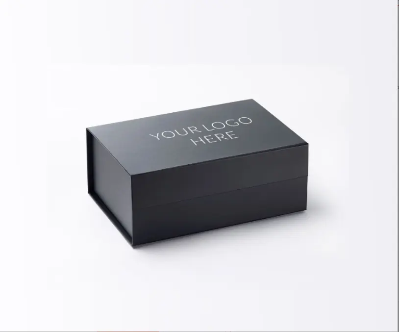 Boîte cadeau de bijoux de Noël en noir mat d'estampage de feuille d'or avec impression UV et logo personnalisé avec couvercles magnétiques Boîte d'emballage