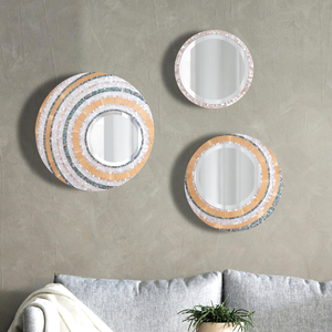 Miroirs muraux ronds en nacre du Vietnam: Ensemble de 3 pour la décoration élégante de la maison et de la chambre - Product Image 4
