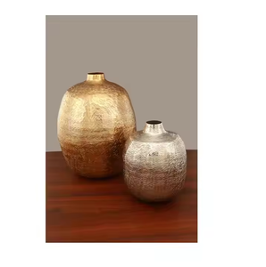 Modern Aluminium Metal Flower <b>Vase</b> with Hammered <b>Texture</b> Weddings Decor for Home-Bedroom Living Room Tabletop Use by Decor Impex - Product Image 4