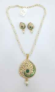 Royal Inspired <b>Beaded</b> Uncut <b>Choker</b> <b>Necklace</b> Set With Earrings For Indian Wedding Meenakari Jewelry Manufacturing Wholesale - Product Image 2