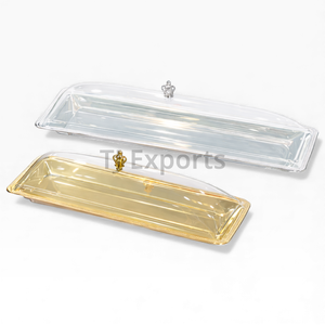 Servidor de Chocolate Acrílico Premium con Tapa Transparente y Base con Acabado Dorado para un Almacenamiento y Exhibición Elegante de Postres - Product Image 6