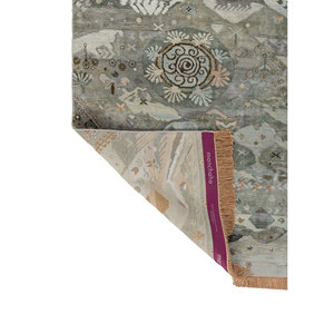 Tapis Manchaha noué à la main en laine et soie de bambou, motif patchwork bleu, pour grande surface, rectangulaire, pour couloir, fait main, grande surface, pour salon - Product Image 5