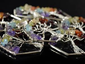 Hecho a mano Seven Chakra Tree Life Cabochon colgante hexágono plateado alambre envuelto curación cristal piedra preciosa boda clásica - Product Image 5