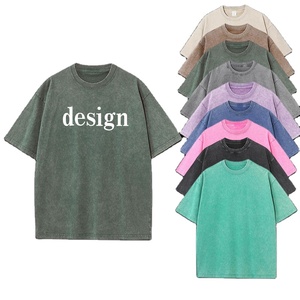 Camisetas Vintage Personalizadas al por Mayor, Lisas, de 230 g/m², con Lavado Ácido, Camisetas Extra Grandes, Camisetas de Algodón Grueso con Lavado Ácido para Hombre - Product Image 1