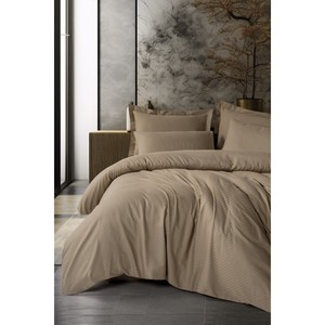 Cotton Box Woven Plaid Mink Duvet Cover <b>Set</b> Double Size (King Queen) Twin Size for Home Hotel Wedding Hospital Includes 4 Pcs - Product Image 1