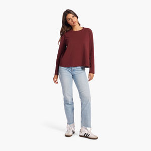 Camisetas de Manga Larga Personalizadas para Mujer, Ecológicas, 100% Algodón, Antiarrugas, de Secado Rápido, para Fitness, Deportes, Gimnasio, Estilo Vintage, Lisas - Product Image 4