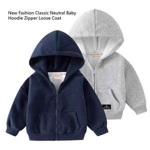 Sweat à capuche à manches longues en coton biologique, Sweat à capuche à manches longues en tissu avec fermeture éclair pour bébé fille - Product Image 3