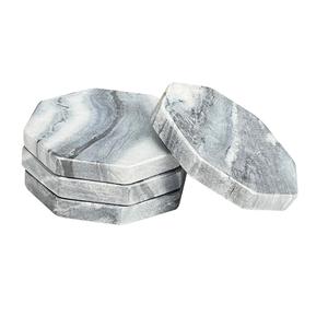 Sous-verres de thé en marbre blanc de forme ronde avec support en métal Ensemble de 4 avec taille et couleur personnalisées - Product Image 5