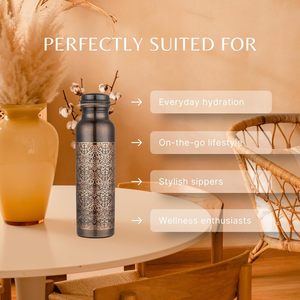Bouteille d'eau écologique en cuivre, design classique, portable, pour les voyages, avec couvercles inclus - Product Image 3