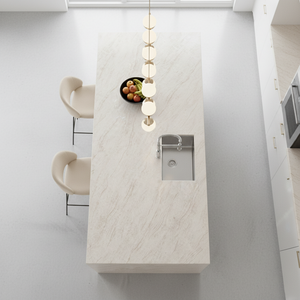 Directo de fábrica 3D impreso mármol aspecto gris oro venas piedra Artificial cuarzo encimera para cocina tocador Hotel recepción - Product Image 3