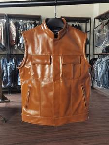 Gilet de mode pour homme très vendu, cuir véritable personnalisé de qualité supérieure, coupe en gros, multi-poches, gilet en cuir de vache pour homme - Product Image 4