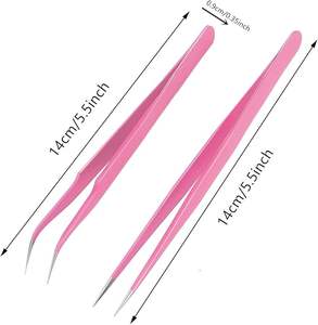 Pinzas de Acero Inoxidable con Punta Recta y Curva para Extensiones de Pestañas y Aplicador de Gel Acrílico para Uñas - Product Image 2