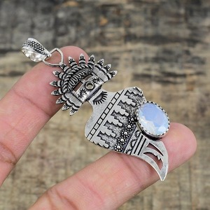 Colgante clásico de estilo bohemio para mujer, joyería de plata de ley 925, piedra lunar, piedra preciosa, colgante hecho a mano, regalo de amor - Product Image 4