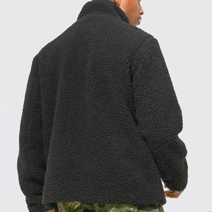 Veste polaire Sherpa noire à manches longues avec logo personnalisé Veste d'hiver polaire pour hommes - Product Image 4