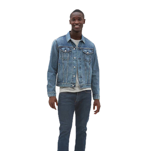 Bouton haut 100% coton tissu mode vêtements de rue vestes pigment lavage personnalisé hommes Jean Denim veste Service OEM - Product Image 3