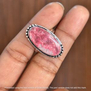 Bagues en argent plaqué 925 avec pierre précieuse Thulite, bijoux tendance bohèmes faits à la main pour femmes, pour fiançailles et mariage, vente en gros - Product Image 2