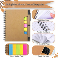 Cuaderno Personalizado al por Mayor, Impresión de Cuadernos de Papel Kraft con Espiral, Notas Adhesivas y Bolígrafo, Cuaderno con Logotipo Personalizado