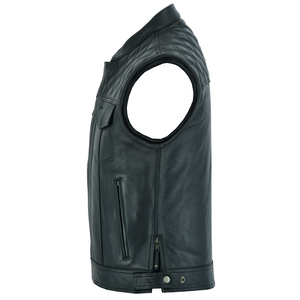 Gilet en cuir de vachette pleine fleur noir, respirant, vêtement extérieur, poches dissimulées pour le transport d'armes, prix de gros - Product Image 3