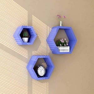 Wooden Craft Display Rack Storage <b>Unit</b> Bathroom <b>Shelves</b> Polygon <b>Shelf</b> Wood Wall Bedroom <b>Kitchen</b> Office Home Three-Layer Heavy - Product Image 1