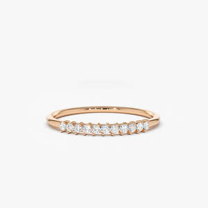 Anillo de Boda Petite Eleven con Diamantes Cultivados en Laboratorio, 0.15 Ctw, Color G, Claridad SI, Oro Sólido de 14K, Pieza Nupcial, Venta al Por Mayor - Product Image 3
