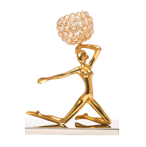Bougeoir en cristal de luxe attrayant chaud avec Lady Sculpture bougeoir décoratif en aluminium plaqué or pour la décoration intérieure - Product Image 1